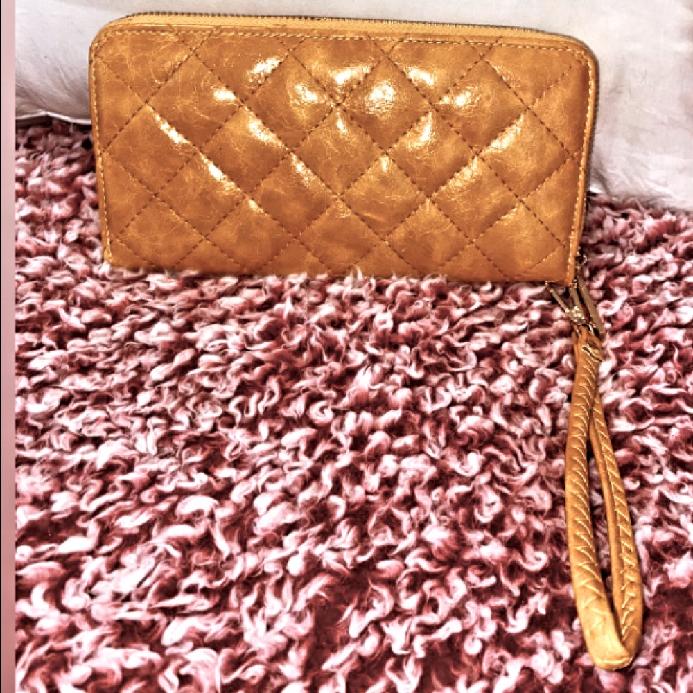 Mustard yellow wristlet